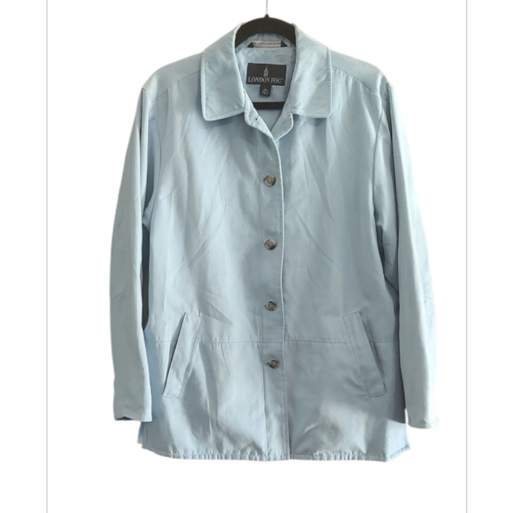 London Fog Light Blue All Weather Suede Jacket Size L